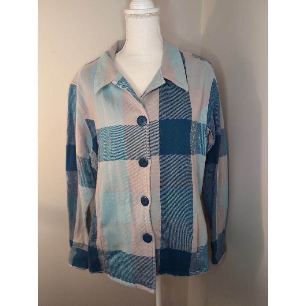 Cabela's blue gray checkered plaid shacket  2XL